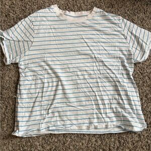 American Eagle Outfitters Blue and White Striped Tee